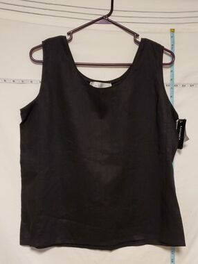 Nygard Collection 100% Linen Women's Black Sleeveless Top 12 Casual Lagenlook